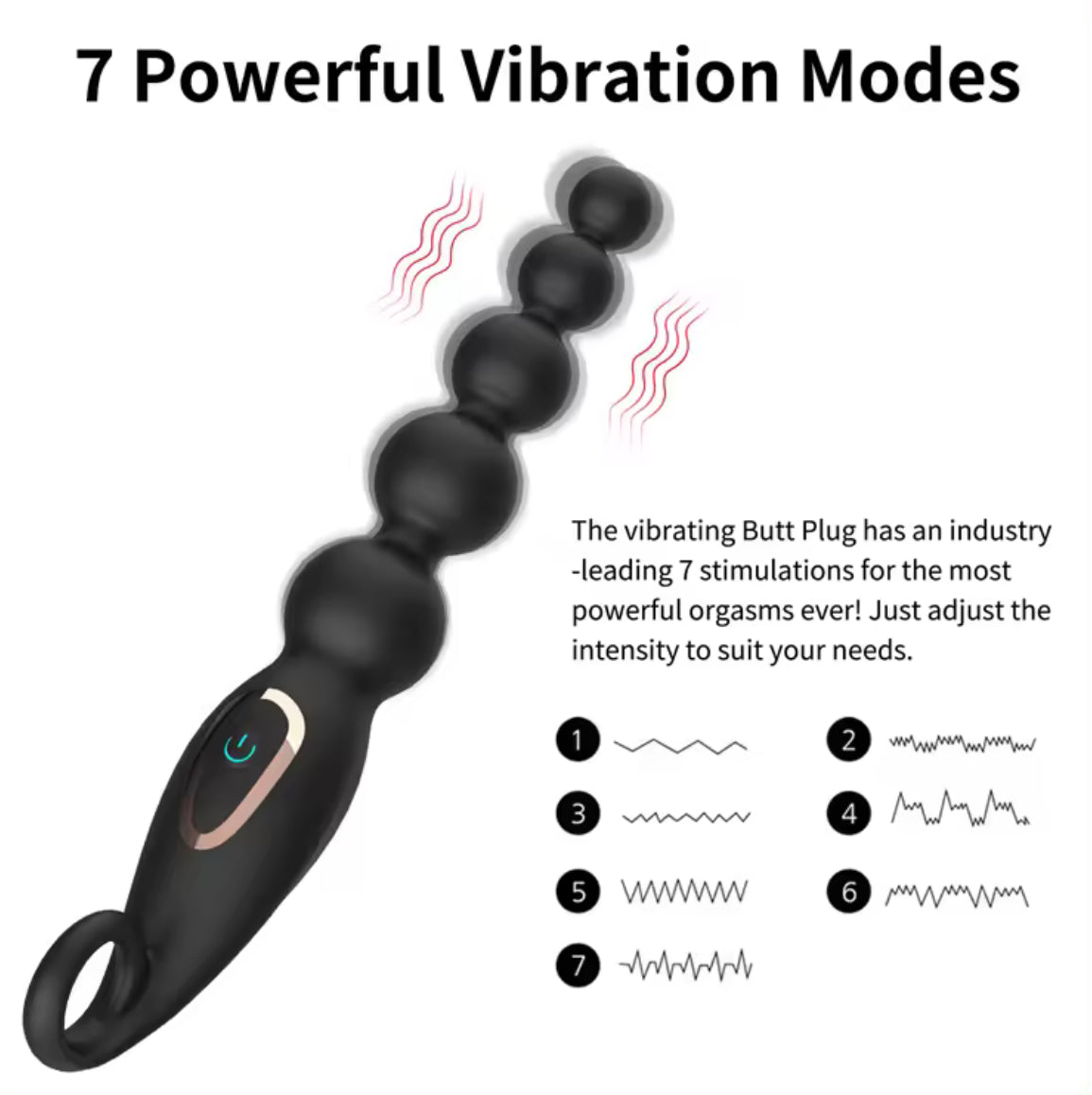 Anal Vibrator 7 Speed Anal Beads Prostate Massage Butt Plug Stimulator Dildo